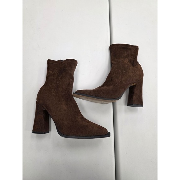 Gabrielle Union Shoes - Gabrielle Union Brown Suede Square Toe Block Heel Ankle Boots Women's Size 9